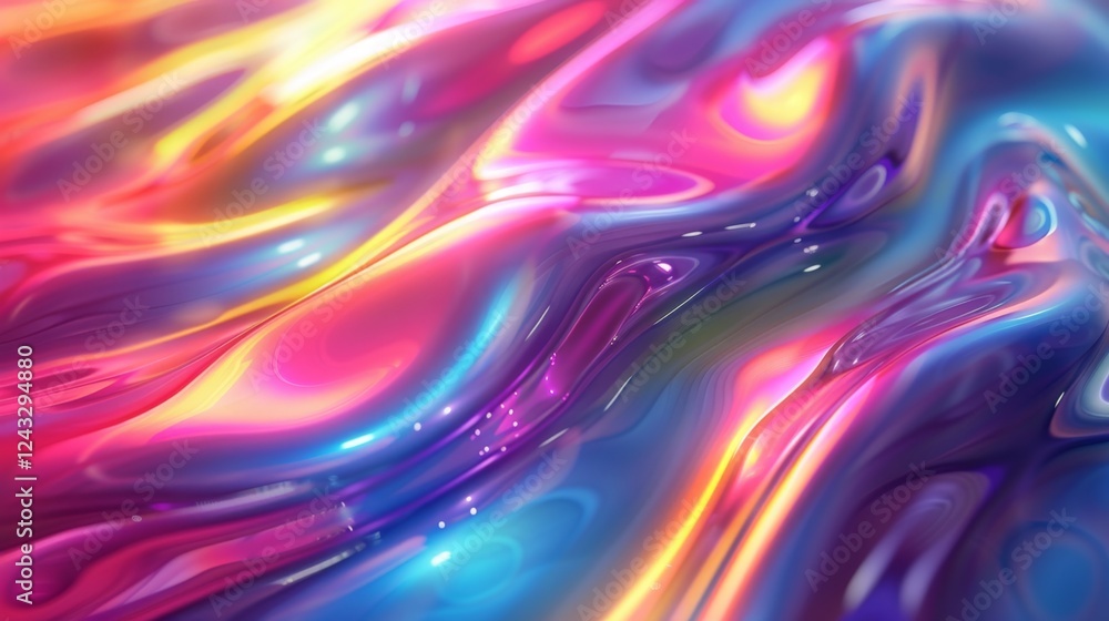 Poster vibrant iridescent abstract gradient background with smooth flowing patterns in various colors