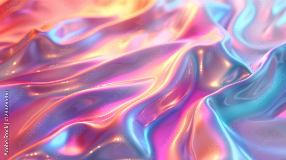 Aufkleber gradient iridescent abstract background design showcasing fluid movement and vibrant colors in digit