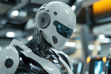 Futuristic Robot in High-Tech Setting