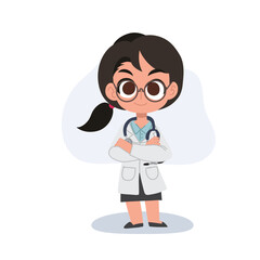 Charming cartoon woman doctor in uniform great for medical projects and education