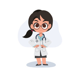Charming cartoon woman doctor in uniform great for medical projects and education
