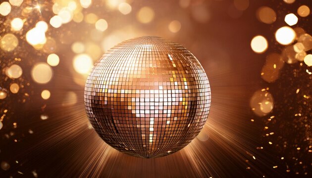 mocha background with a large flowing disco ball lights and glitter