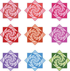 Set of Abstract Geometric Floral Pattern Vector Illustration