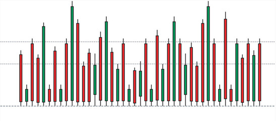 red Candle graph chart. Stock market trading view on dark background. Bullish or bearish diagrams. Vector illustration for business template presentation