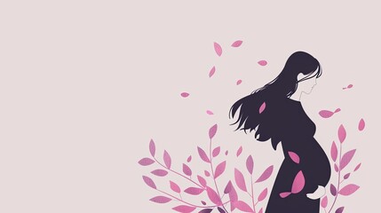 A pregnant woman in a purple dress, in a flat illustration style
