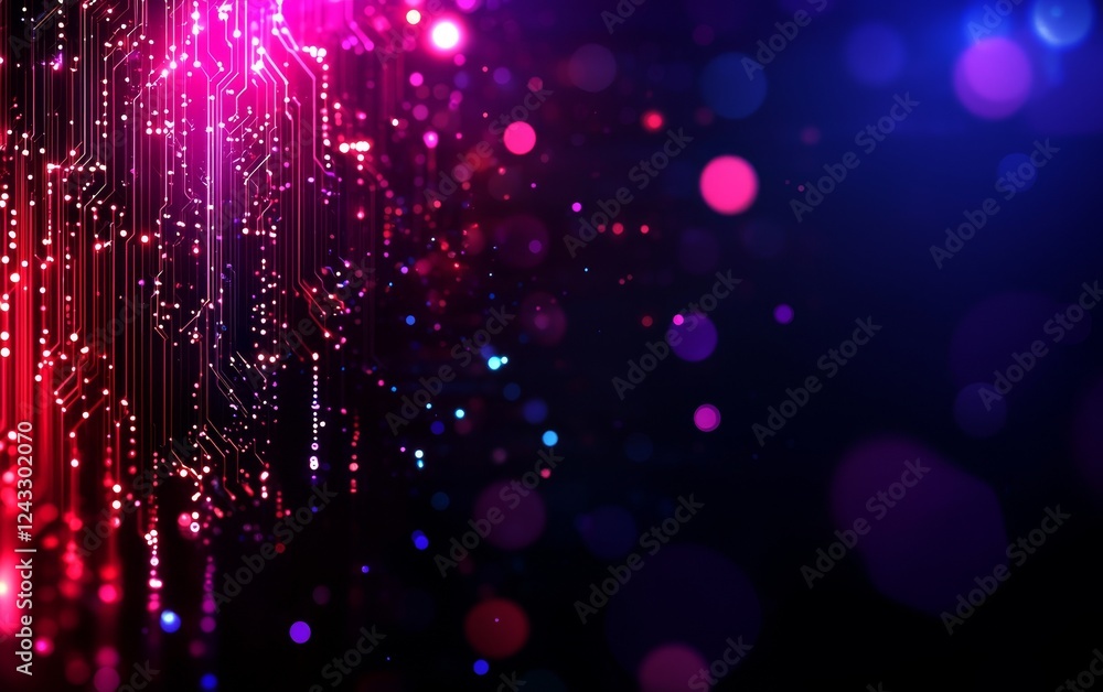 Poster a vibrant, abstract background featuring colorful streaks and glowing particles, creating a dynamic 