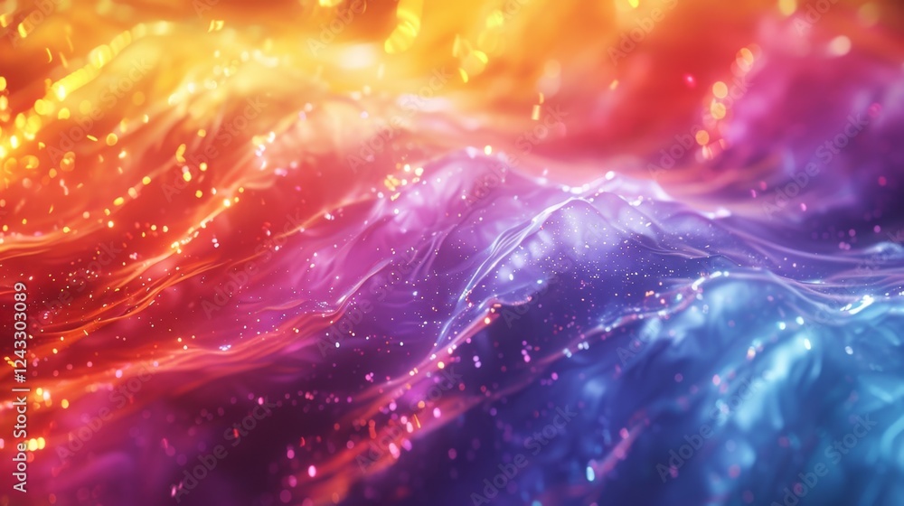 Poster colorful gradient of iridescent waves creates a mesmerizing abstract background for creative project