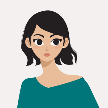 Menina cabelos curtos e pretos