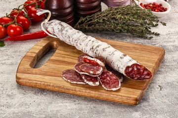 Spanish dry Fuet sausages snack