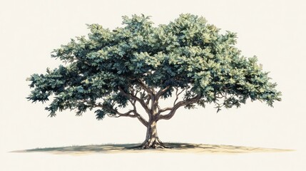 Lush green tree, isolated, sunny day, nature background, website design