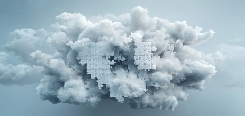 A surreal cloud formation featuring geometric shapes, creating an intriguing blend of nature and abstract design.