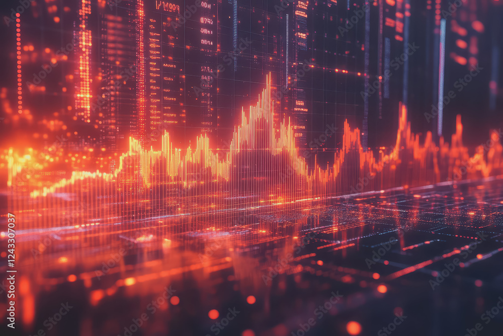 Poster abstract background digital data financial investment and trading graph chart.