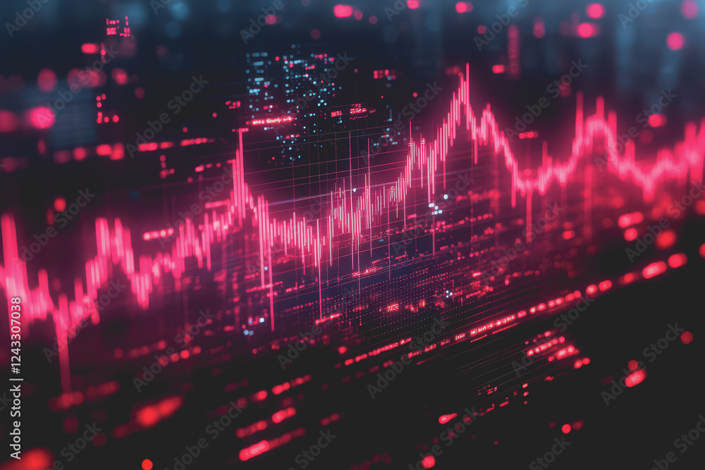 Poster abstract background digital data financial investment and trading graph chart.
