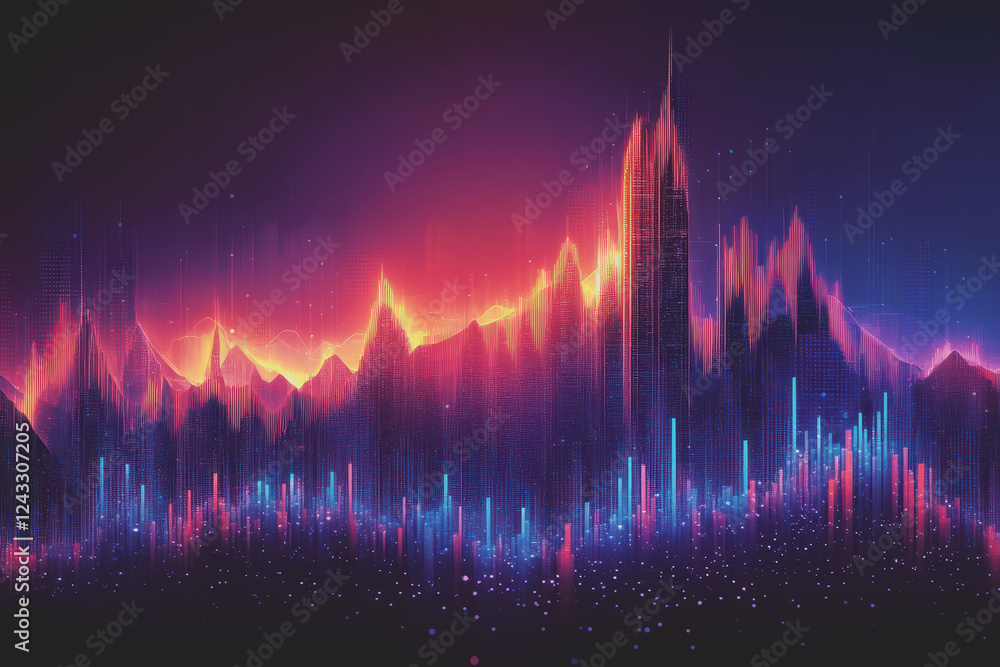 Poster abstract background digital data financial investment and trading graph chart.