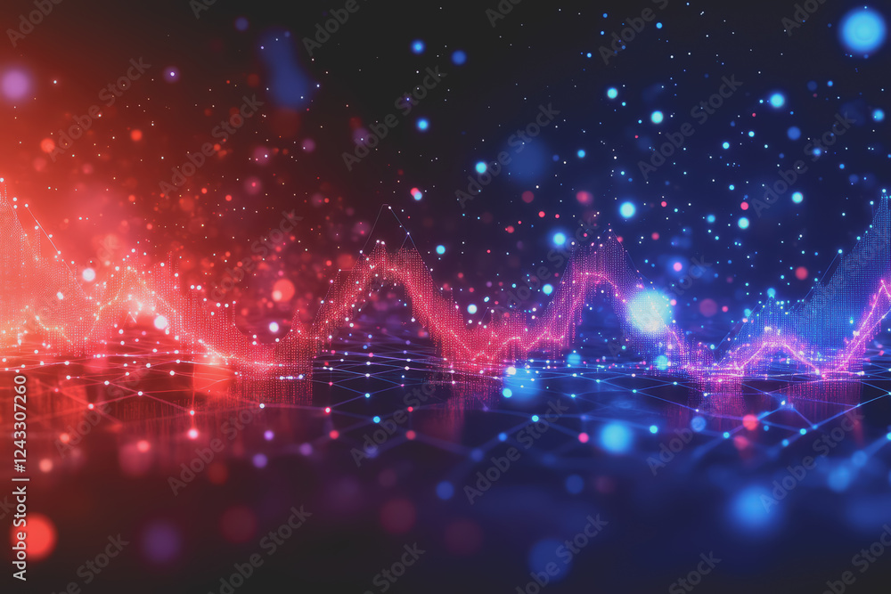 Poster abstract background digital data financial investment and trading graph chart.