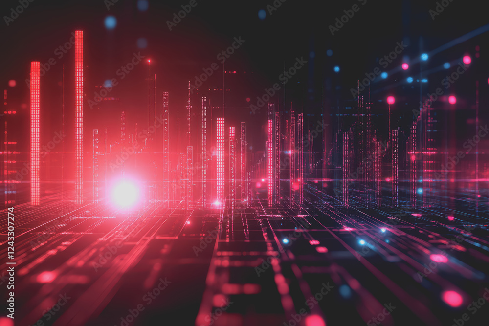 Poster abstract background digital data financial investment and trading graph chart.