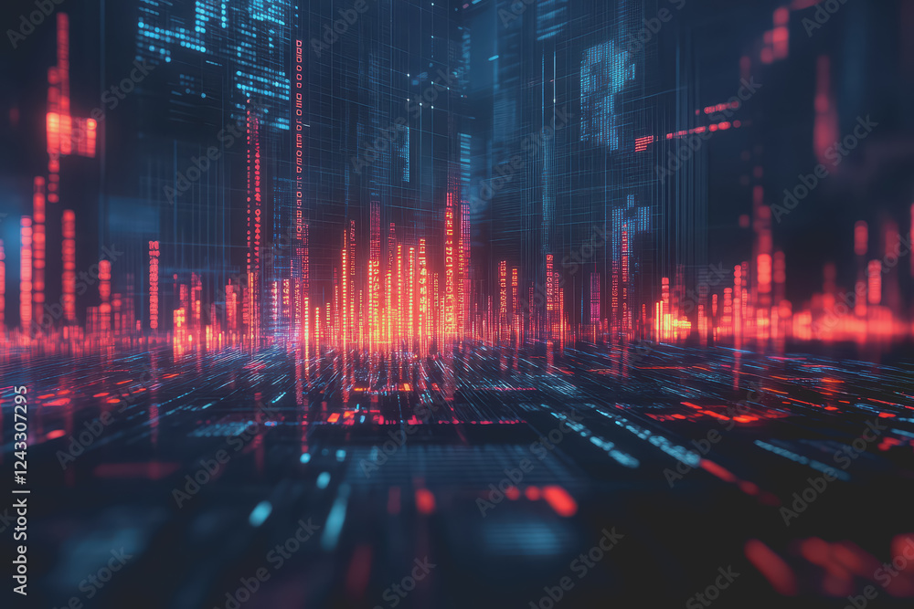 Poster abstract background digital data financial investment and trading graph chart.