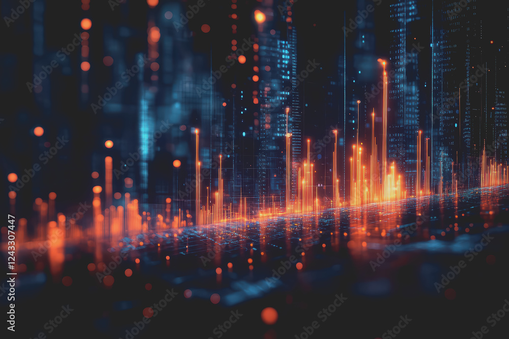 Poster abstract background digital data financial investment and trading graph chart.