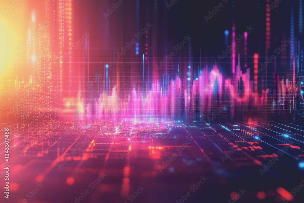 Poster abstract background digital data financial investment and trading graph chart.