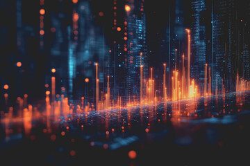 Abstract background Digital data financial investment and trading graph chart.