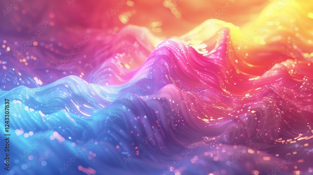 Aufkleber gradient abstract background with iridescent waves and vibrant colors showcasing fluid movement