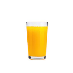Fresh orange juice in a clear glass on isolated background.