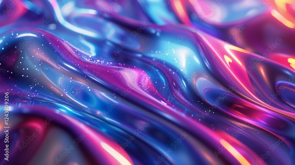 Poster iridescent abstract gradient background showcasing smooth waves of vibrant colors and shimmering par
