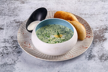 Cold Russian soup okroshka