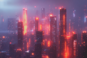 Obraz premium A modern city with a wireless network connection concept and cityscape. Technology concept.