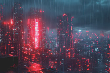 Obraz premium A modern city with a wireless network connection concept and cityscape. Technology concept.