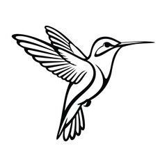 Obraz premium Fly Hummingbird line art silhouette vector.