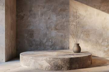 Product podium stone platform minimal 3D scene. Beauty product object presentation stage