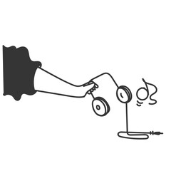 cartoon doodle hand holding headset music illustration