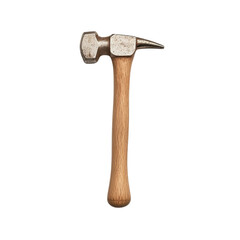 Hammer with wooden handle on white isolated background.