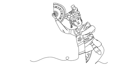Traditional balinese dance line art illustration. Illustration of balinese woman in traditional clothing.