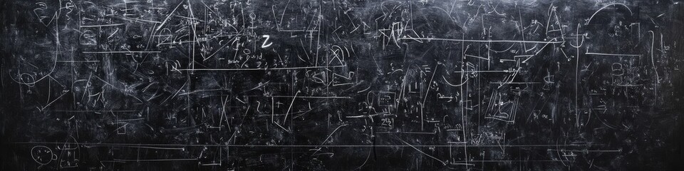 Explore the aesthetic appeal of math through a blackboard filled with calculus and geometry.