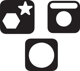 set of black buttons with a pattern