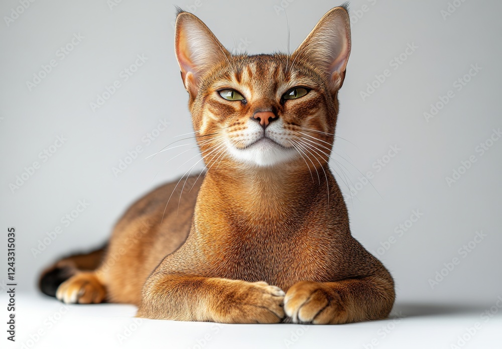 Aufkleber charming and elegant cat with unique fur pattern posing calmly against a light grey background ideal