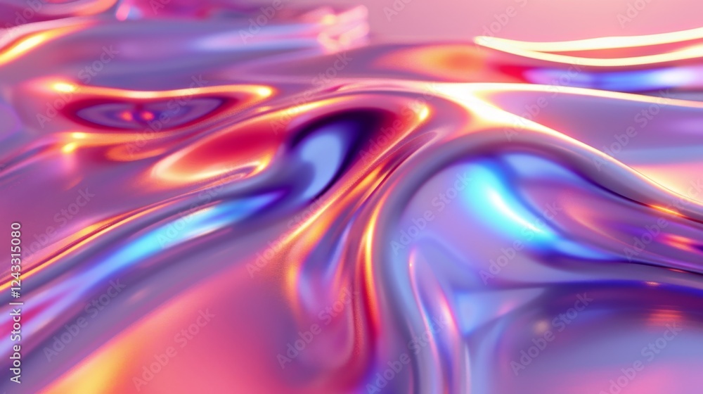 Poster colorful gradient abstract background with iridescent waves and fluid shapes