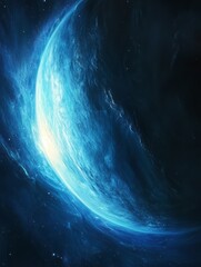 Obraz premium Celestial Body Glowing Blue In Vast Space
