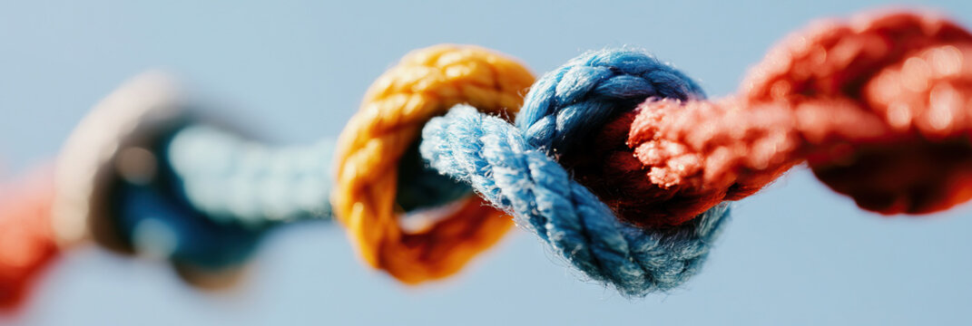 Interwoven Colorful Ropes Knotted Together