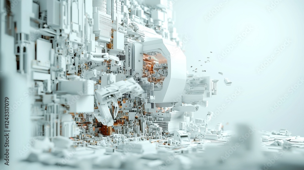 Poster urban development optimizer, ai agent analyzes trends for efficient city planning, featuring a sleek