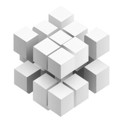 3D Shaded Geometric Cube with Transparent Background, Ideal for Digital Design and Graphic Projects