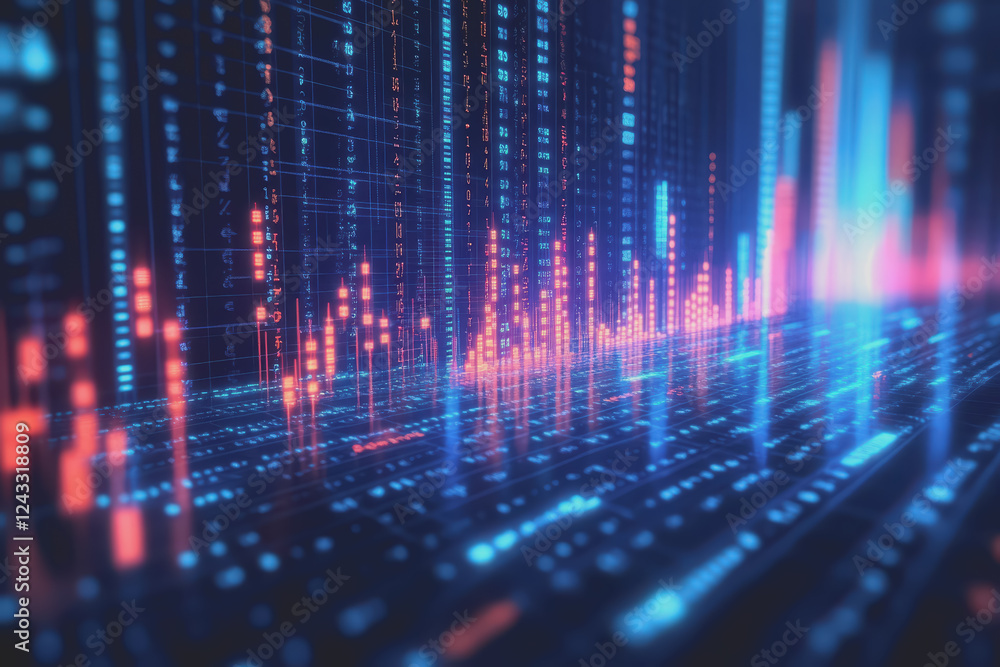 Poster abstract background digital data financial investment and trading graph chart.