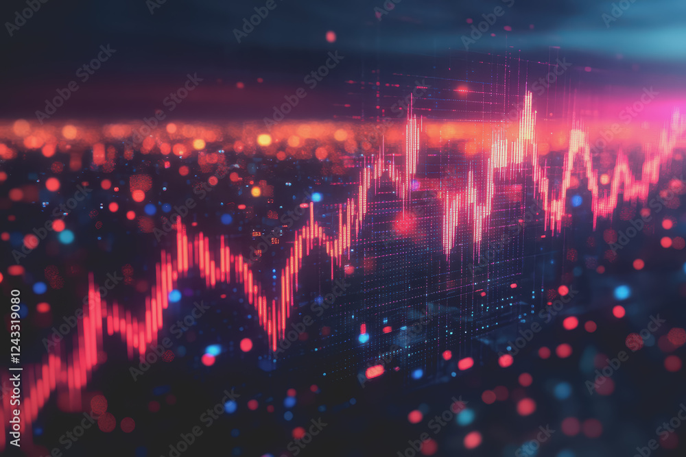 Poster abstract background digital data financial investment and trading graph chart.
