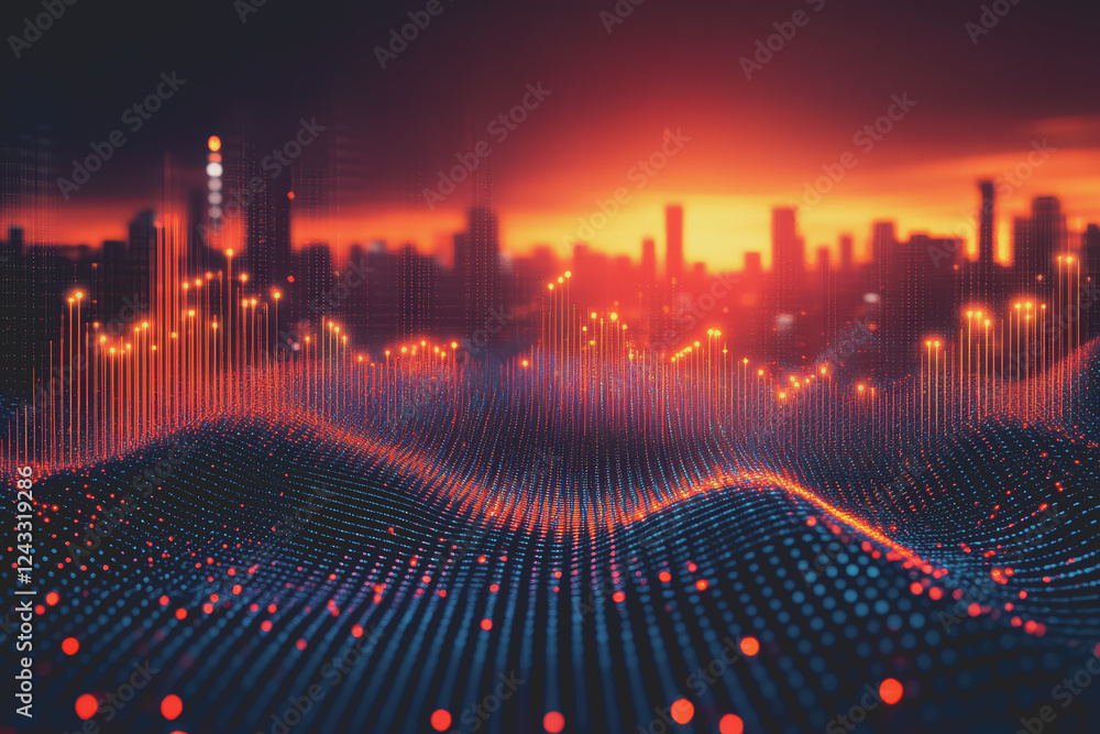 Poster abstract background digital data financial investment and trading graph chart.