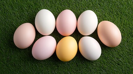 Easter day celebration with pastel tone easter eggs on grass vibrant festivity nature inspired