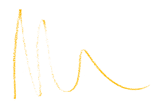 yellow pencil strokes isolated on transparent background