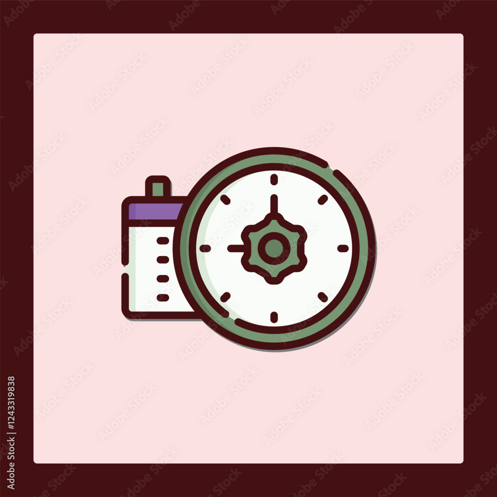 Poster efficient time management icon: clock and calendar synergy