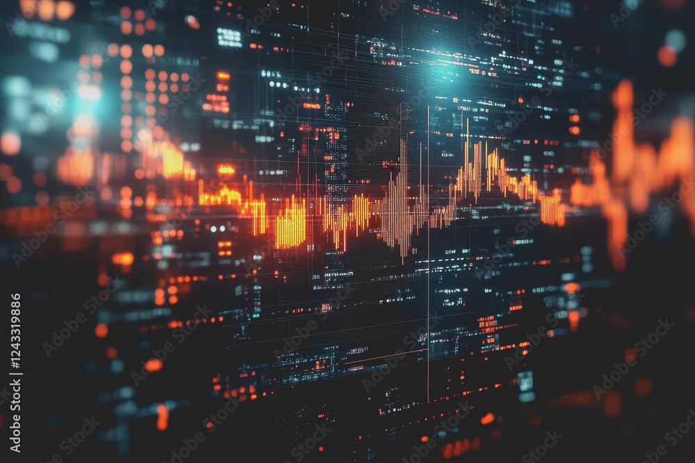 Poster abstract background digital data financial investment and trading graph chart.